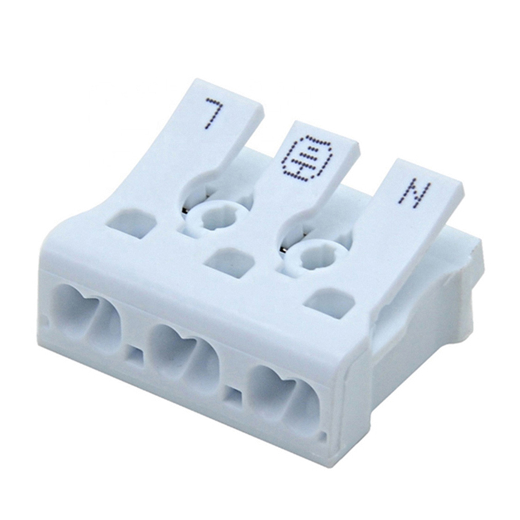 3-Pin Compact Push-In Lever Connector – Quick Wire Splice Terminal for 0.5–2.5mm² Cables, 24A 450V