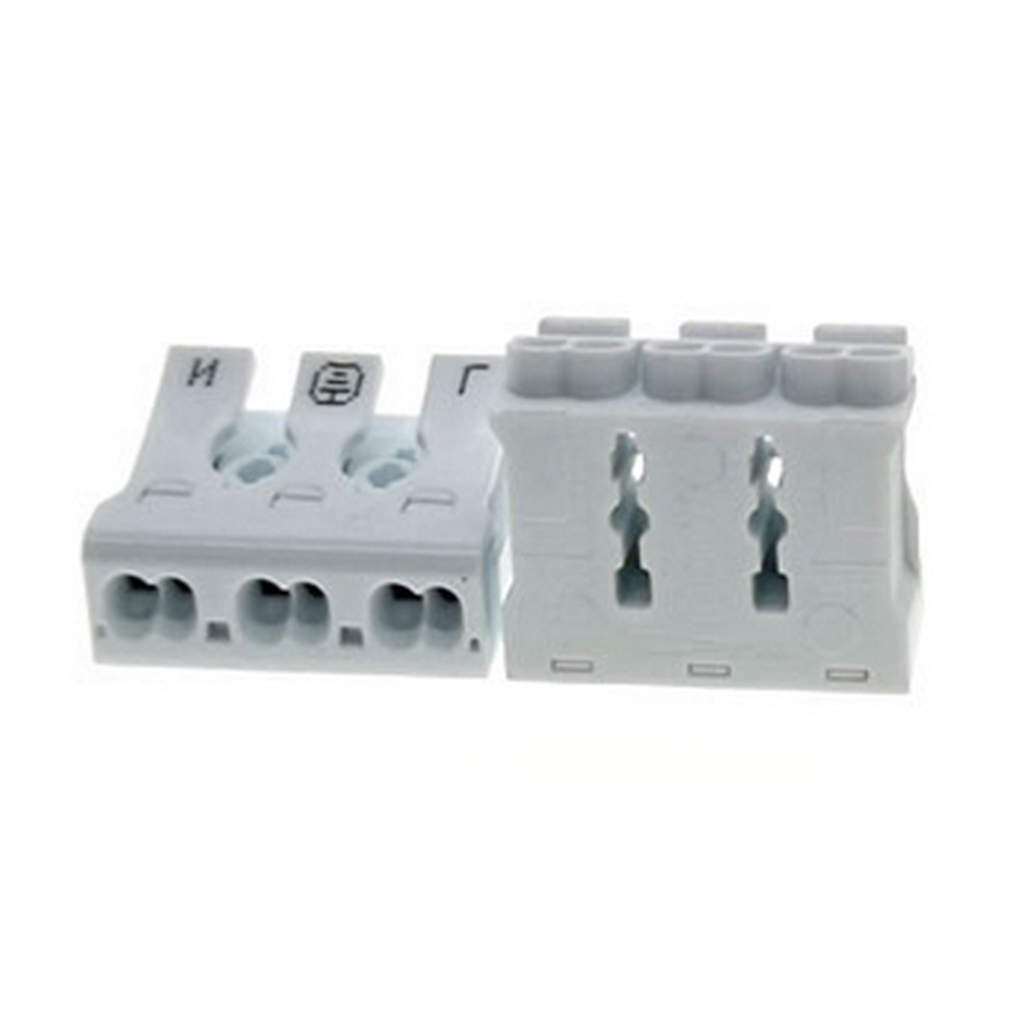 3-Pin Compact Push-In Lever Connector – Quick Wire Splice Terminal for 0.5–2.5mm² Cables, 24A 450V