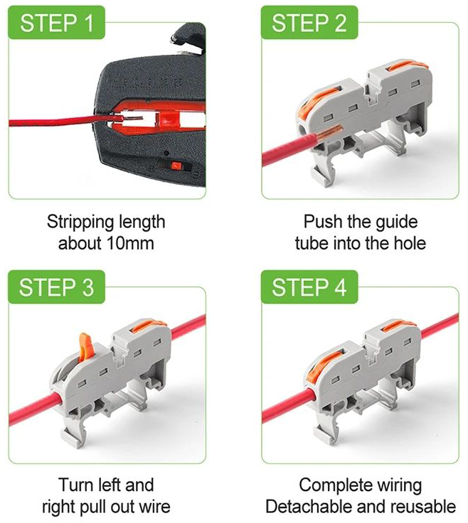 211 UK Wholesales 2.5mm Cable Spring Feed-Through Strip Plug Electrical Connector Terminal Block DIN R Copper Nylon