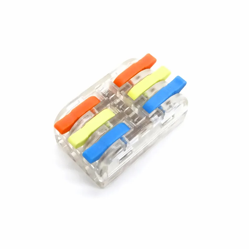 KV313 Transparent Mini Lever 3-in-3-Out Wire Splices Push-In Terminal Plugs PC Spring Quick Connector
