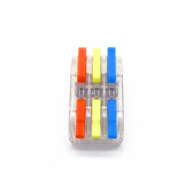 KV313 Transparent Mini Lever 3-in-3-Out Wire Splices Push-In Terminal Plugs PC Spring Quick Connector