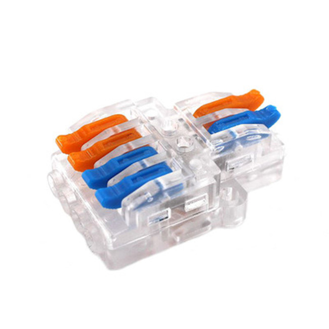 KV424 Transparent 2 In 4 Out Quick Wire Cable Lever Nut Compact Terminal Blocks Connectors for LED and Home Appliances