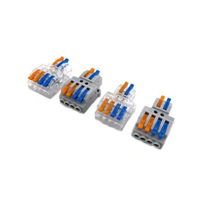 KV424 Transparent 2 In 4 Out Quick Wire Cable Lever Nut Compact Terminal Blocks Connectors for LED and Home Appliances