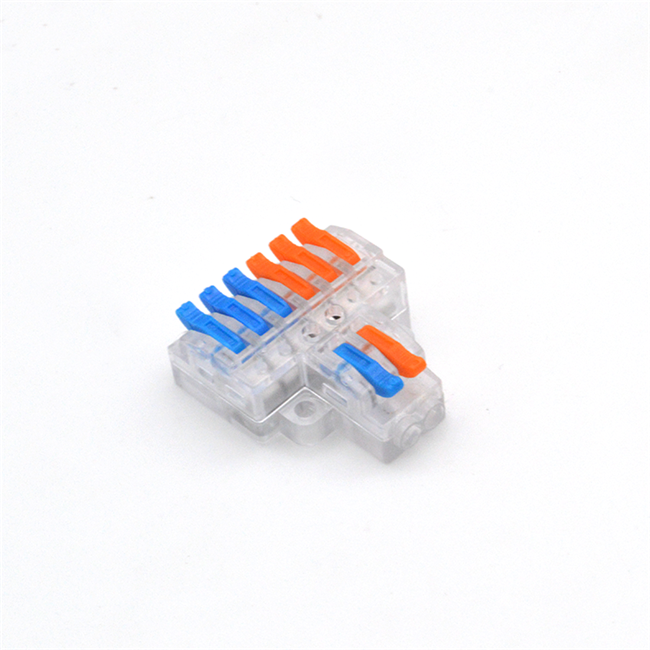 KV426 M3 2 In 6 Out Transparent Multi-Color LED Light Splice Terminal Blocks with Screw Terminal for Electrical Cables