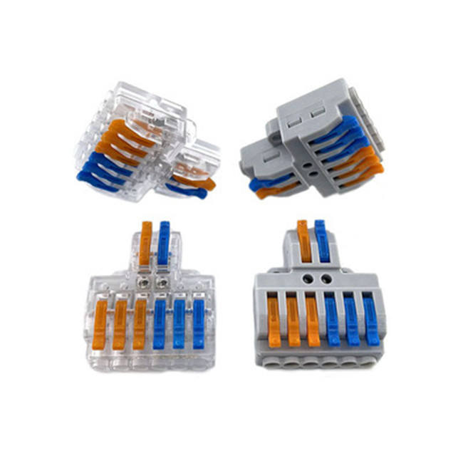 KV426 M3 2 In 6 Out Transparent Multi-Color LED Light Splice Terminal Blocks with Screw Terminal for Electrical Cables
