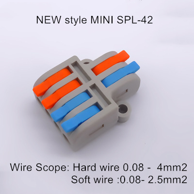 MINI SPL-42 2 In 4 Out Quick Wire Splitter Compact Lever Type Electric Terminal Block Connector