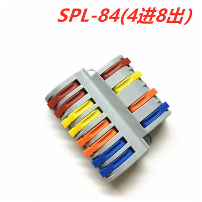 SPL84 4 In 8 Out Quick Splice Wire Connector – Universal Push-In Terminal Block for Electrical Connections