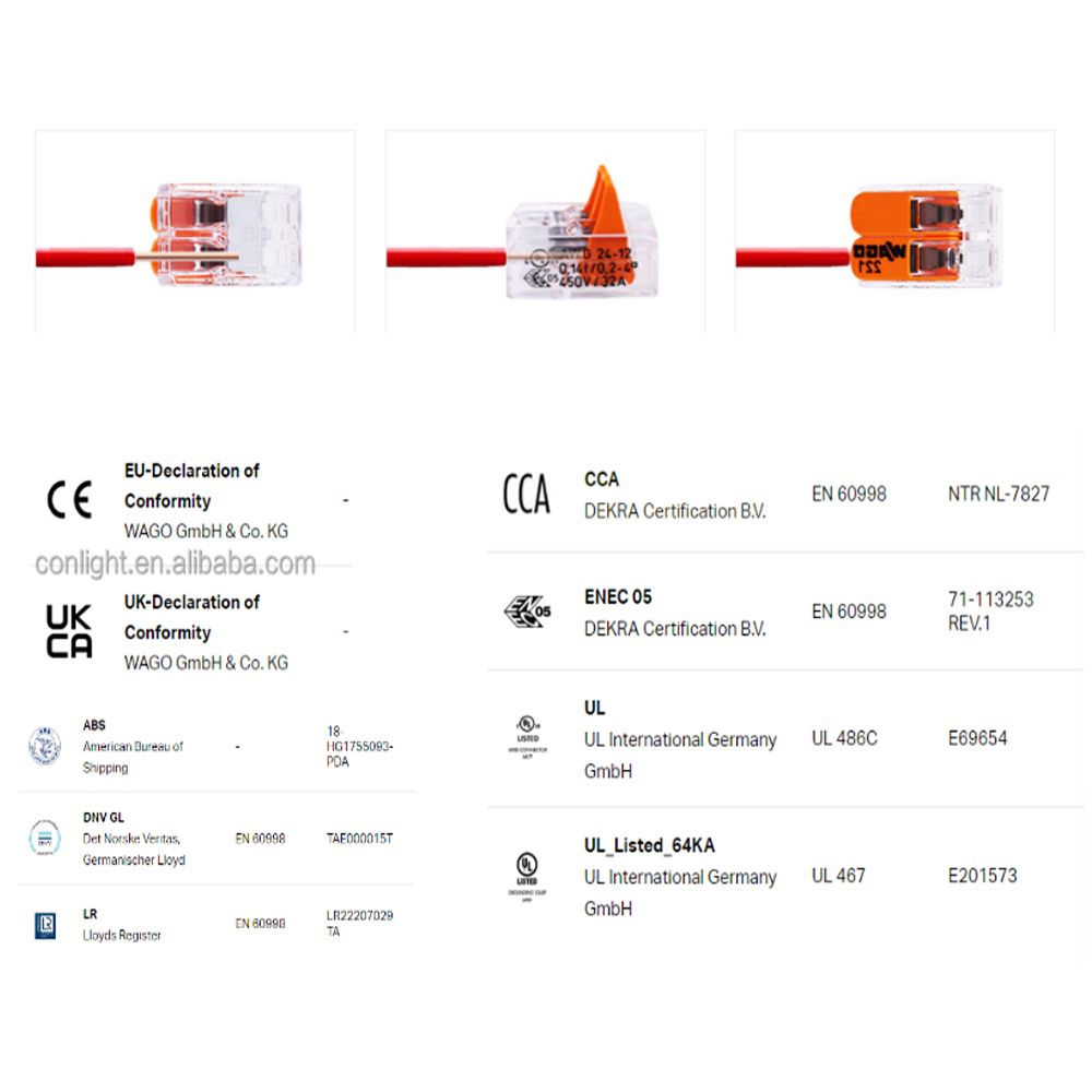 WAGO 221-2411 Electrical Lever-Nut Connector – Original German Push-In Conductor Block for 0.5–2.5mm² Cables, 32A 450V