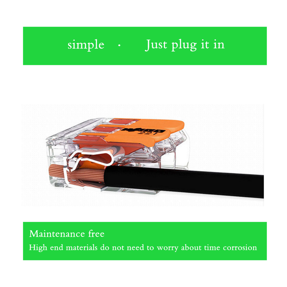 WAGO 221-413 3-Pin Push-In Wire Connector – Original Quick Terminal Block for 0.5–4mm² Cable, 32A 450V