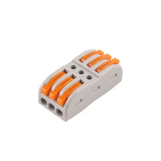 KV313-O 3 In 3 Out 32A 400V Compact Splicing Push Wire Connector with Orange Handle for Auto Electrical Terminal Block Applications