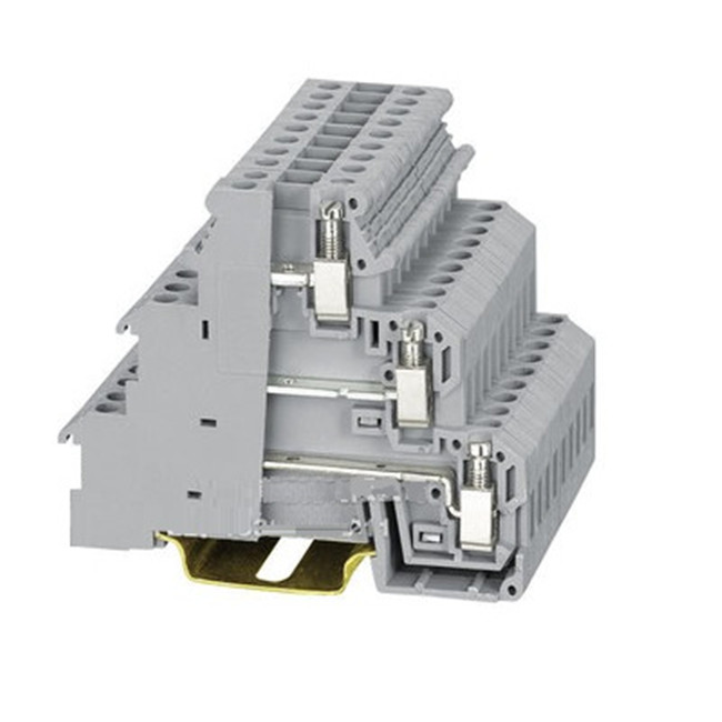 UK-DIKD1.5 Triple Deck DIN Rail Terminal Block – 3-Layer Screw Wire Connector for Panel Mount Wiring